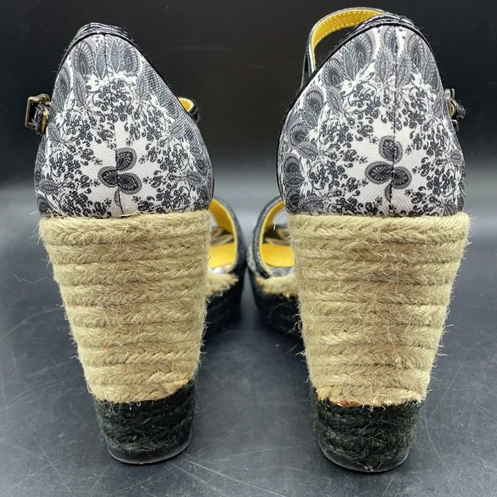Desigual Black Wedge Peep Toe Sz 37